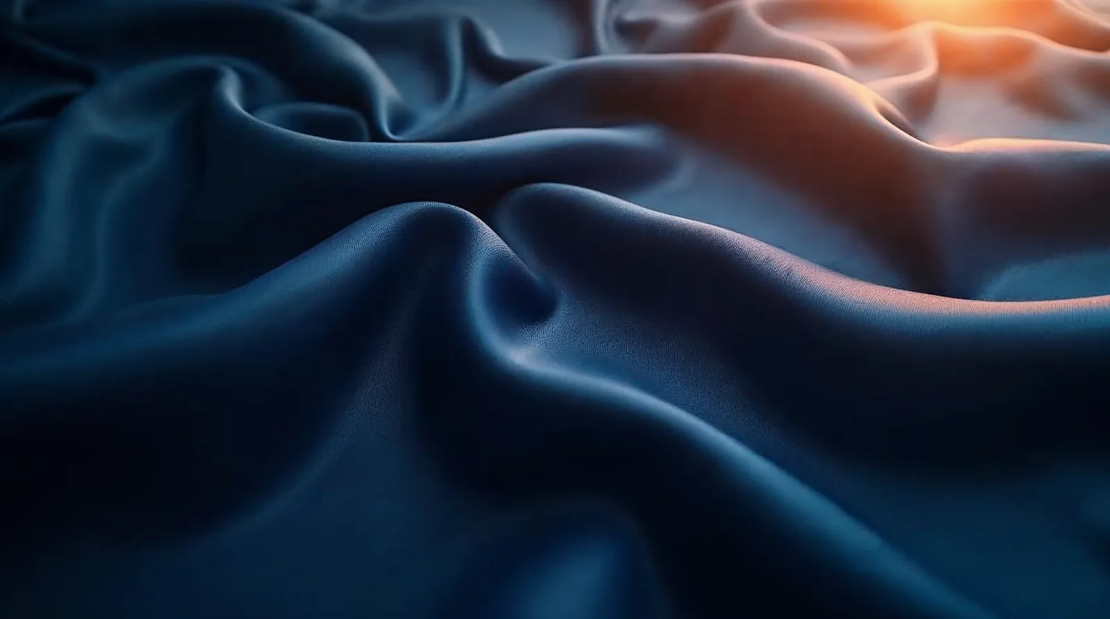 Soie bleu foncé avec une lumière dorée chaude